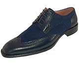 Bolano Mens Navy Classic Suede and Smooth Dress Shoe: Style Stefano Navy-002