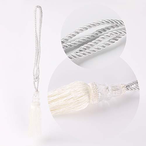 Ymeibe Crystal Wall Decorative Tiebacks Window Drapery Curtain Holdbacks with Crystal Beads Drapery Tassel Curtain Rope 2 PCS(Crystal Ball/Sliver)
