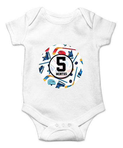 Monthly Baby Stickers by Months In Motion | 12 Month Milestone Sticker for Newborn Babies Boy Sports Hockey (Style 1161)