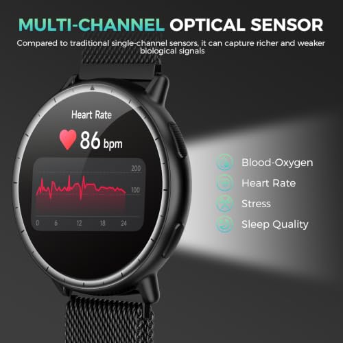 GPS Smart Watch for Men, 1.32" AMOLED Display, 5ATM Waterproof, Fitness Tracker with Bluetooth Calls, 110 Sports Modes, Compass, Barometer, Heart Rate/SpO2/Stress/Sleep Monitor, Android iOS 42mm Black