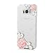 YOKIRIN Galaxy S8 Plus Case, Crystal Clear Transparent Handmade Bling Shiny Crystal Diamond Design PC Hard Shell Full Protective Case Cover for Samsung Galaxy S8 Plus, Pink Rose