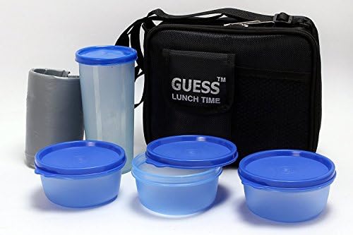 Guess Smart Lunch Care 4 Pcs Black Bag (Blue Containers)