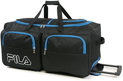 Fila 7-Pocket Large Rolling Duffel Bag, Black/Blue, One Size 2 Fila 7-Pocket Large Rolling Duffel Bag, Black/Blue, One Size