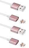 Digital Ant Gen2 Super Magnetic Micro USB Charging and Data Transfer Cable for Android Phone and Tablets (3.3-Rose Gold Twin Pack)