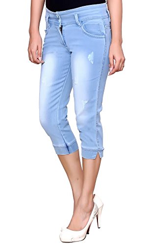 fnocks women slim fit light blue capri 26 28 30 32 34