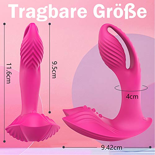 Butterfly Vibrator für sie mit 9 Vibrationen Erotik Vibratoren Heizfunktion,G-Punkt und Klitoris simulation Sexspielzueg für Frauen mit Fernbedienung Rosa Moruioy