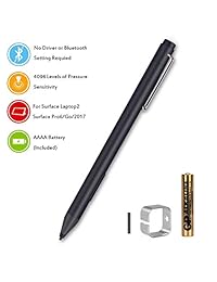 Surface Pen, Pac Dot Active superficie Pen para Microsoft Surface3, Surface Pro 3 y Surface Pro 4, Surface Book Studio 1024 niveles de presión para escribir, dibujar o pintura con goma de borrar, Negro