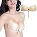 Blisstime Strapless Bras Self Adhesive Silicone Invisible Push-up Bras with Drawstring, Reusable Backless Bras for Women (B, Beige)