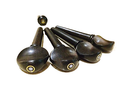 Tuning Pegs and Endpin with Parisian Eye for 4/4 Violin made from Genuine Indian Ebonywood