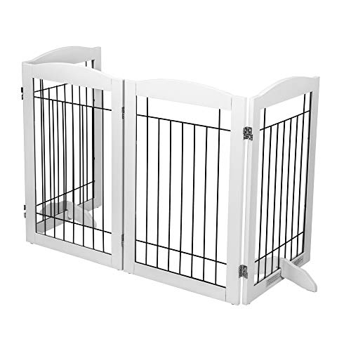 Spirich Free Standing Foldable Wire Pet Gate for Dogs, 80 inches Extra