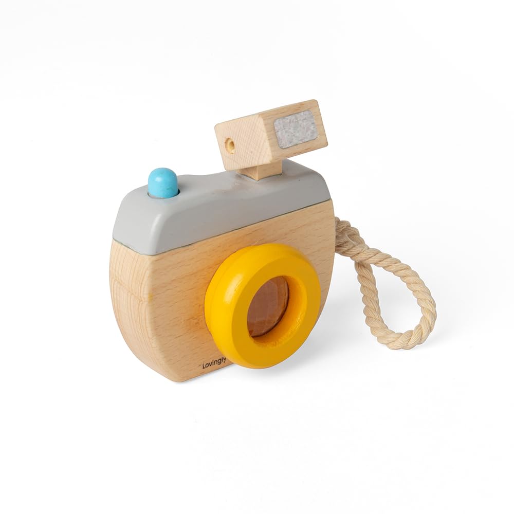 Bigjigs Toys Wooden Kids Camera - Toddler Role Play Toy, Sustainable Gifts For Girls & Boys, Made From Eco Friendly Wood, Age 18 Months Old +