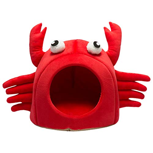 Hollypet Self-Warming Crab Pet House Bed 2-in-1 Foldable Removable Cushion Mat for Dogs and Cats