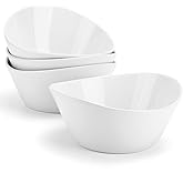 Yedio 48 oz Porcelain Salad Bowls Set of 4 – Large Serving Bowls for Pasta, Soup, Oatmeal, Snacks – Microwave & Dishwasher Safe, White Kitchen Bowl Set
