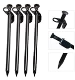 Obecome Tent Stakes,4 Pack Heavy Duty Camping Stakes,8 inch High Strength Steel Camping Tent Stakes Peg Unbreakable and Inflexible for Outdoor Trip Hiking Gardening