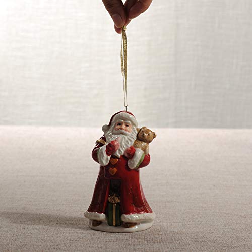 Minigift Ceramic Christmas Bell Ornament,Jingle Bell,Home Décor with Santa Claus Design