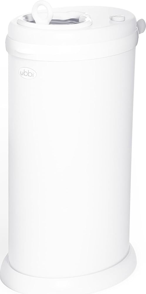 Ubbi Stainless Steel Diaper Pail, No Special Bags, Odor-Locking, White | Award-Winning Registry Must-Have, Childproof Safety