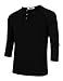 Kuulee MrWonder Men's Casual Slim Fit Raglan Baseball 3/4 Sleeve 3 Button Henley T-Shirts Black XL