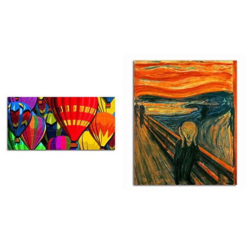 Tamatina Modern Art Hot Air Balloons + Scream Paintings (Set of 2)