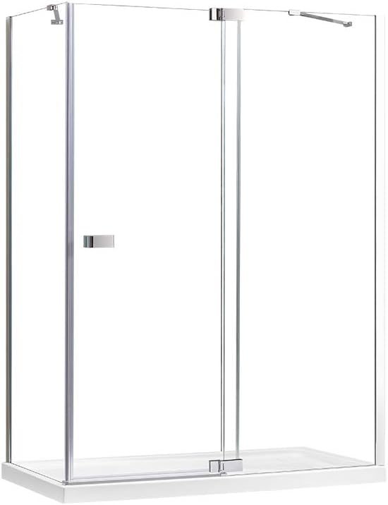 Ove Decors Harbor 60 x 32 in. CH Frameless Hinges Shower Door with Side Panel, Chrome