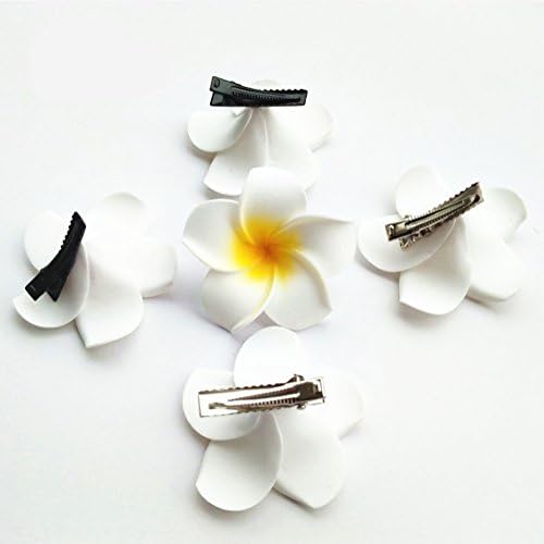 Happy Will Plumeria Rubra Hairpin Hawaiian Flower Hair Clips For Tropical Beach Wedding Bridal Barrette or Beach Party Photo Prop(50 PCS)