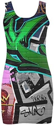 Women's Graffiti Pop Art Polyester Casual Vest Dress