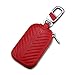 KUMEED Car Key Chain Bag Genuine Leather Smart Keychain Coin Holder Case Cover Pouch Remote Key Fob Bag Keyring Wallet Zipper Case Red