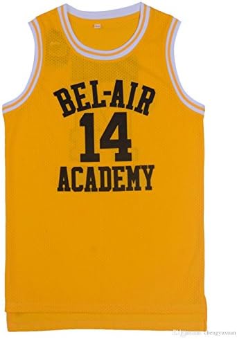 Will Smith 14 Fresh Prince of Bel Air Academy Gold Basketball Jersey (Large)