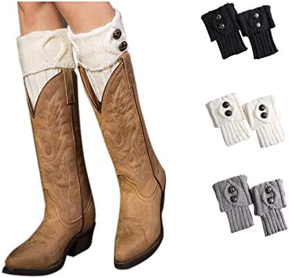 Jiuhong 3 Pairs Women Winter Warm Crochet Knitted Boot Cuff Sock Short Leg Warmer