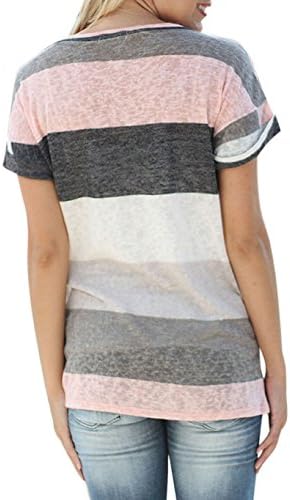 Women's T-Shirt V-Neck Loose Striped Breathable Casual Blouse Tank Tops