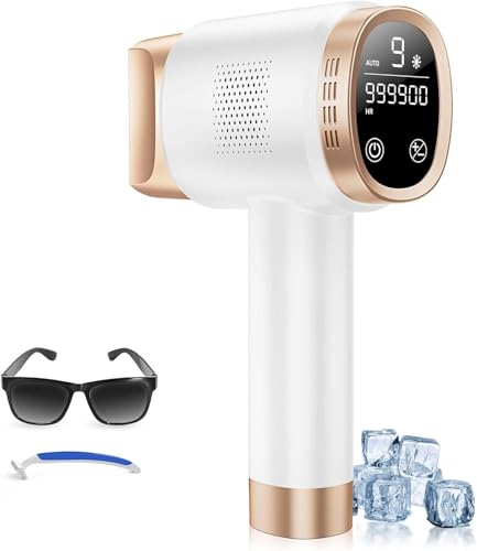 21J Pulsed Light Epilator with Ice Cooling 8 ° C, 9 Levels Laser Epilator and Red Light 600 NM, Touchscreen Pulsed Light Epilator for Men, Women, Face, Arms, Bikini Area, Body
