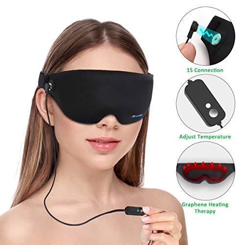 Heated Eye Mask for Dry Eyes,Graphene Far Infrared Heat Warm Compress Eye Mask for Puffy Eyes,Pink Eyes,Tired Eyes and Dark Circles,USB Electric Heating Eye Massager Pad