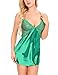Ababoon Women Lingerie V Neck Nightwear Sexy Satin Sleepwear Mini Teddy Lace Chemise, Green, XX-Large
