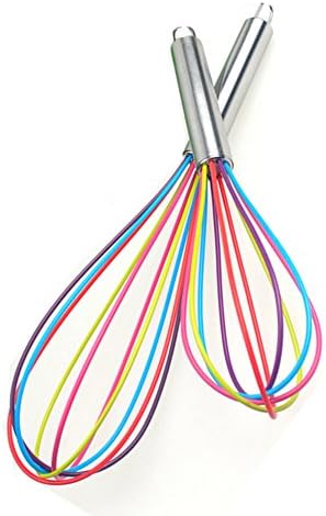 Yamde Silicone Kitchen Whisk, Balloon Wire Whisk, Egg Frother, Milk Beater, Kitchen Utensil for Blending Whisking Beating Stirring,Whisk Set of 2,(10-Inch &amp; 12-In