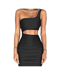 Antopmen - Vestido corto sin mangas con hombros descubiertos para mujer