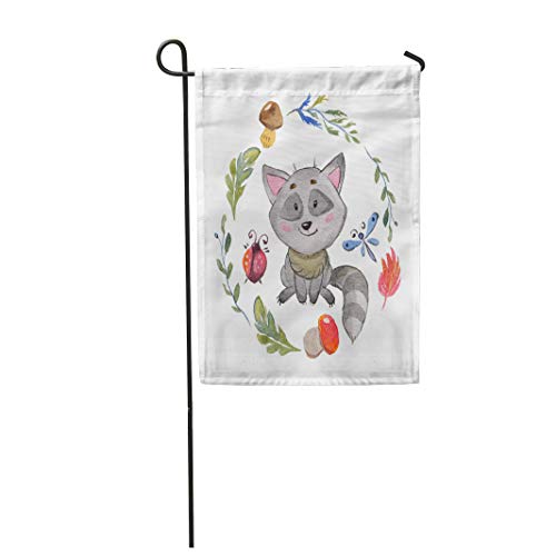 Semtomn 12 X 18 Garden Flag Background Cute Racoon Animal For