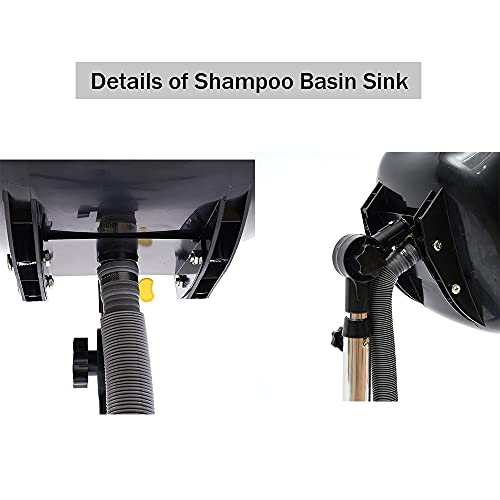 Height Adjustable Shampoo Basin Sink Stand w/Drain Hose, Portable