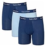 Calvin Klein Modal Boxer Brief Ultra Soft - 3 Pack (Large, Dark Blue- Light Blue)