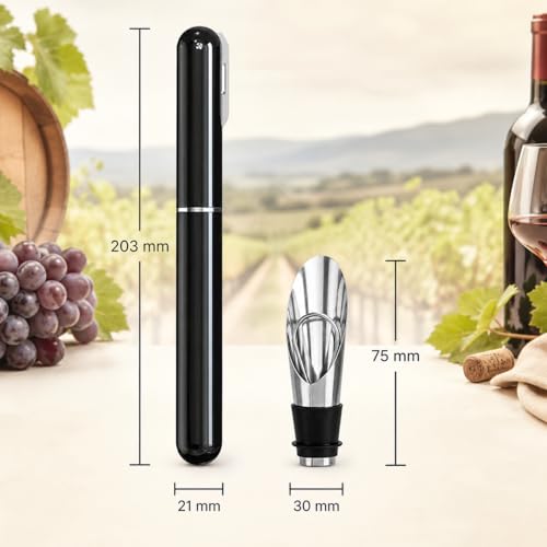 Professional Air Pressure Corkscrew with Integrated Foil Cutter | Wine Opener and Pen Type Bottle Opener | Elegant Bottle Opener for Wine Bar (Black Pack 1)