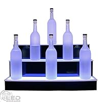 24" 3 Step Lighted Liquor Bottle Display Shelf with LED Color Changing Lights Ships Next Business Day IF Ordered Before 10AM