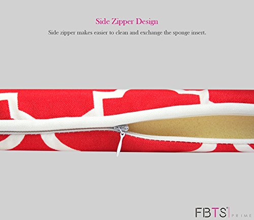 FBTS Prime Chair Cushion 16 x 17 Inches Indoor/Outdoor Seat Pads Square (Set of 2, Red, Quatrefoil Lattice) for Outdoor Patio Furniture Garden Home Office by