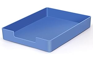 RHONZHAO Letter-Size Tray, Desk Drawer Organizer, A4 Plastic Paper Tray, Stackable Plastic Paper Holder File Organizer for Office, School, Home Storage (Blue)