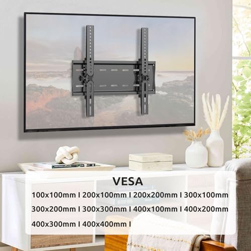 JXMTSPW Soporte de Pared para TV con inclinación,Base para TV Montaje para mayoría de Pantallas de 26 "a 65",máx VESA 400x400 mm,soporta hasta 50 KG,Soporte Universal TV 32 40 43 50 55 58 60 Pulgadas