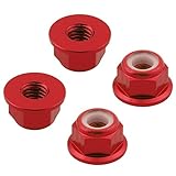 4PCS HobbyPark Flanged M4 Lock Nuts Nylon Self-Tightening Wheel Adapter for 1/10 Traxxas Slash 4x4 Spare Parts Replacement Red-Anodized