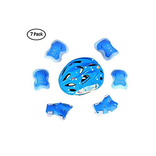 BlueSpace Kids' Bike Helmet with Protective Gear Set Elbow Pads Knee Pads Wrist Guard for Cycling Skateboard Scooter Rollerblading Skating for Kids 3 to 8 Years