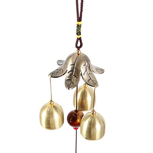Patgoal Antique Copper 3 Bells Lucky Wind Chimes Outdoor Home Decoration
