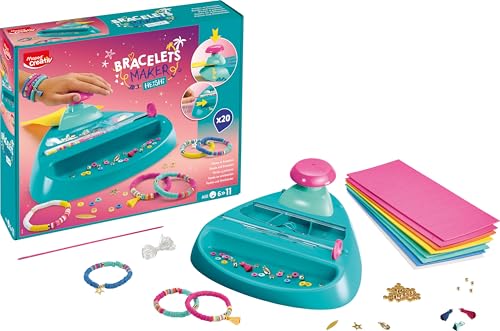 Maped Creativ Kit de Pulseras Infantiles, Set para Crear Pulseras con Cuentas Heishi y Maquina Cortadora Segura, Manualidades para Ninos, Incluye Hilo Abalorios y Mas