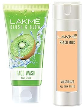 Lakme Blush and Glow Kiwi Freshness Gel Face Wash with Kiwi Extracts, 100 g & Lakme Peach Milk Moisturizer Body Lotion 200 ml