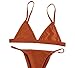 Macvise Women's 2 Pcs Bikini Triangle Top Brazilian Bottom Swimwear Bikini Set (Medium(US 4-6), Coffee)