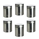 Thistle Moon Steel Loose Leaf Tea and Spice Tin Round with Twist Cover Short - Set of 6
