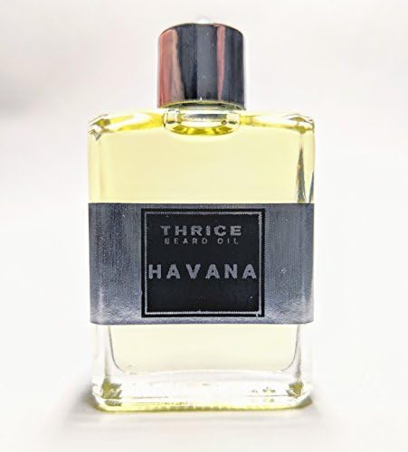 Beard Oil by Thrice - Havana Scent - 1/2 oz travel size and 2 ounce size available. All Natural Leave In Conditioner &amp; Softener for Men Promotes Beard Growth for all Facial Hair